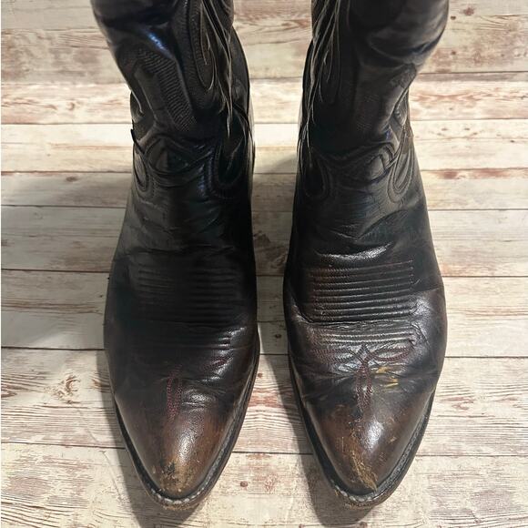 Tony Lama Cowboy Boots Men\'s Size 8 D Black Leather El Paso USA Western main image 4